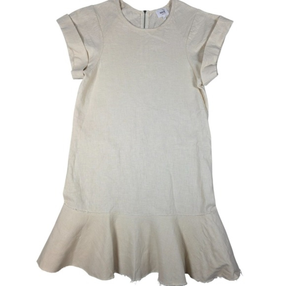 Clean Girl Linen Blend Dress‎ 8 Scandie Minimalist Neutral Beige Seed Heritage